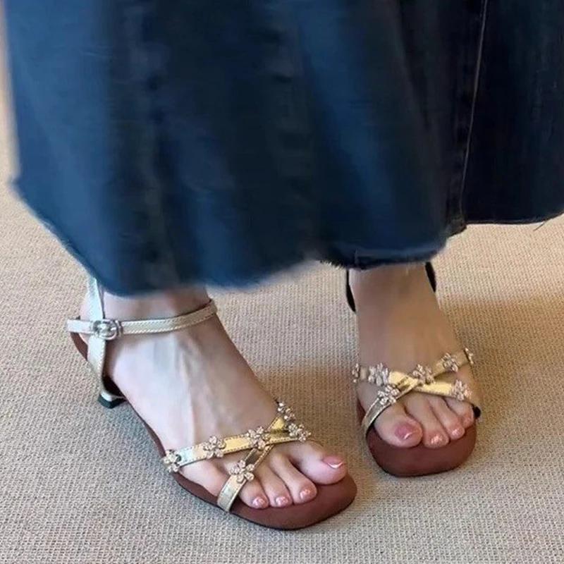 Fashion High Heels Women's Sandals Flower Elegant Dress Shoes Summer 2025 Luxury Woman Slippers New Brand Pumps Sexy Sandalias De Mujer