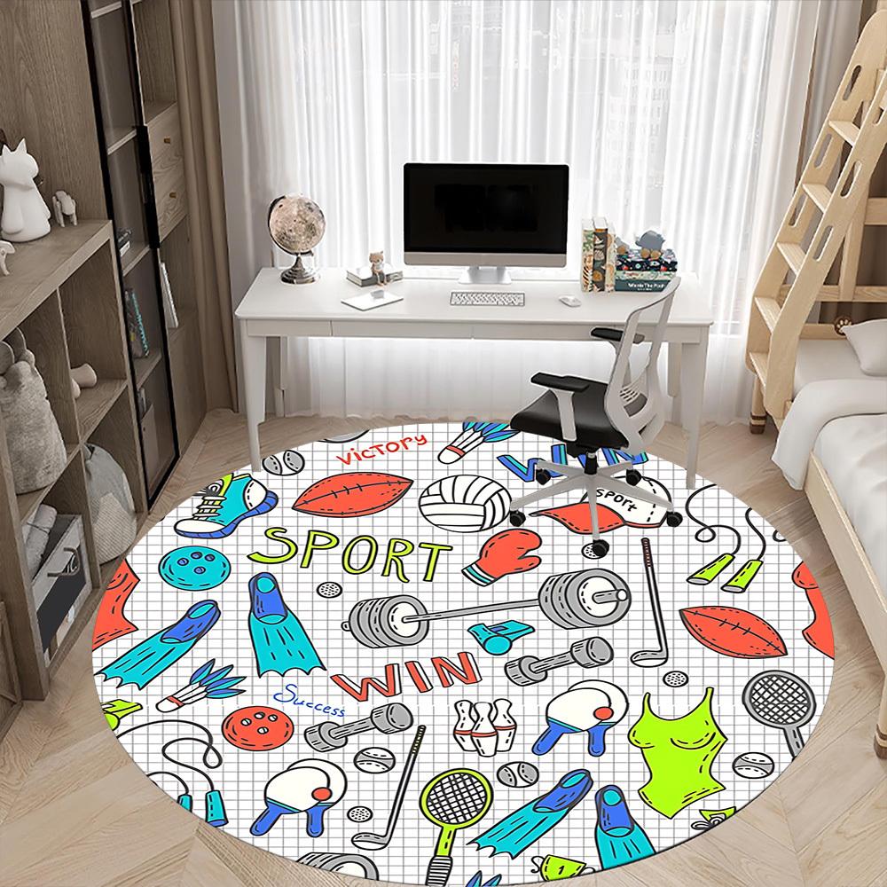 1pc Sports EquipmentChair Carpet for Office, Indoor Non-Slip Washable Polyester Fiber Carpet, Mat For Office, Machine Washable