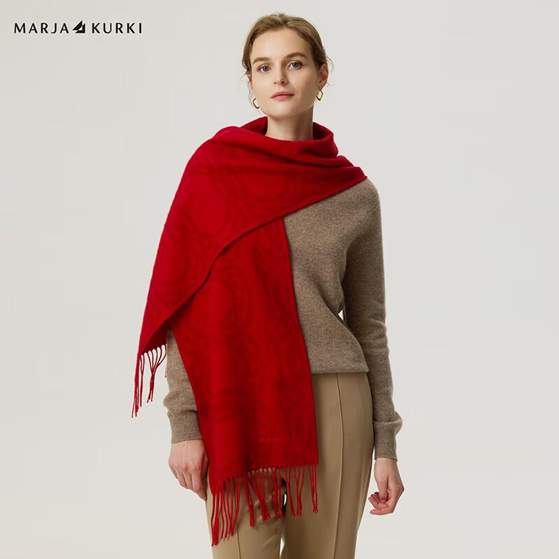 MARJA KURKI Warm Wool Cashmere Scarf - Imperial Whisper Red