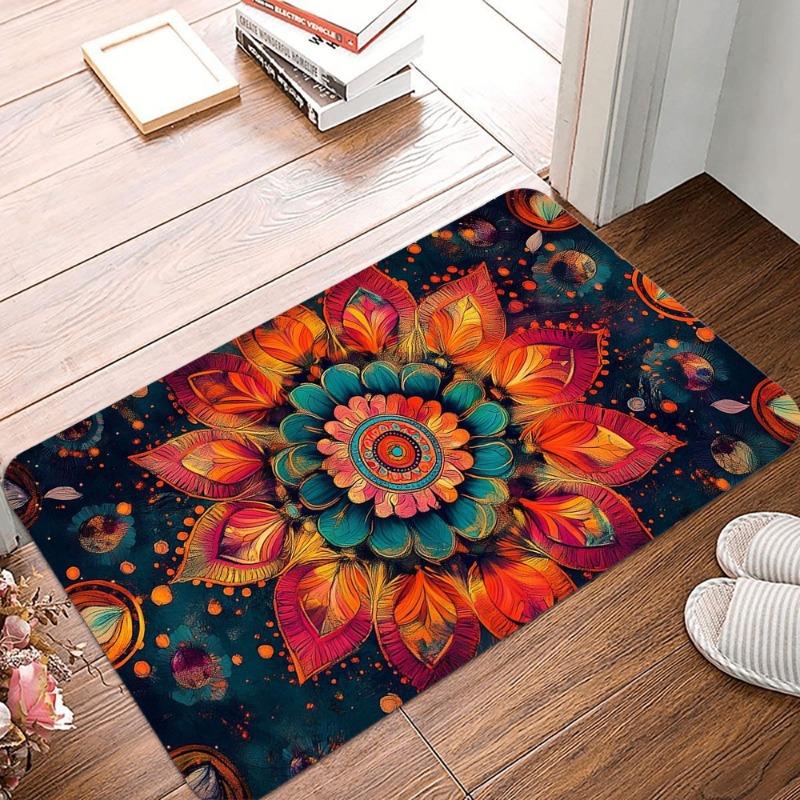 Retro Floral Printing Non-Slip Small Rug Waterproof Easy To Clean Floor Mat for Indoor Outdoor Use Durable Home Decor Fashion
