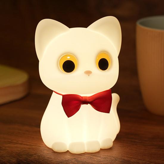 Silicone Night Light Soft Glow Dimmable Touch Control Cute Cat Shape USB Rechargeable Nursing Light LED Night Lamp