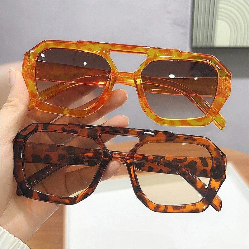 Stylish Double Bridge Sunglasses Men Women Square Frame UV400 Sun Glasses Shades Unisex Outdoor Oversized Goggles Eyewear