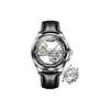OLEVS Men's Automatic Mechanical Watch Transparent Skeleton Design Leather Strap Waterproof Black