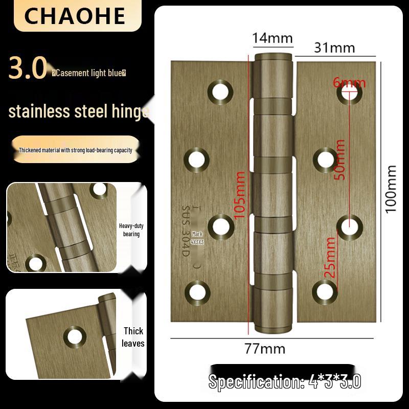 4-inch Silent Bearing Male-Female 304 Stainless Steel Hinge for Wooden Doors