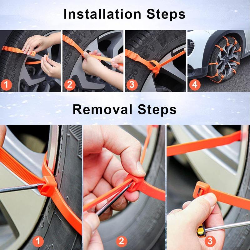 Winter Car Tire Chains Anti-Slip Snow Chains for Tires Emergency Road Safety Gear for Ice and Snow Driving Easy To Install Strap