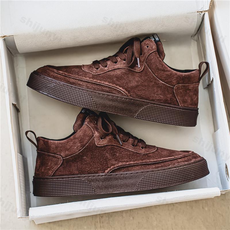 Fashion Vintage Men's Low Help Shoes Fashion Spring Autumn New Lace Up Platform Sneakers Comfortable Height Increase Casual Board Shoes