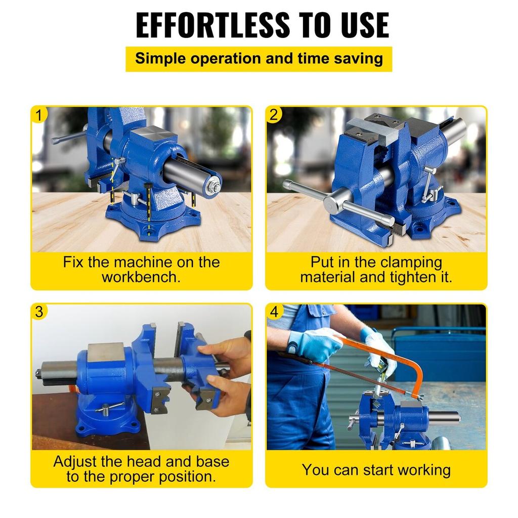 Multipurpose Vise 6-Inch Bench Vise 360-Degree Rotation Clamp On Vise with Swivel Base and Head Heavy Duty Multi-Jaw Vise for Clamping Fixing