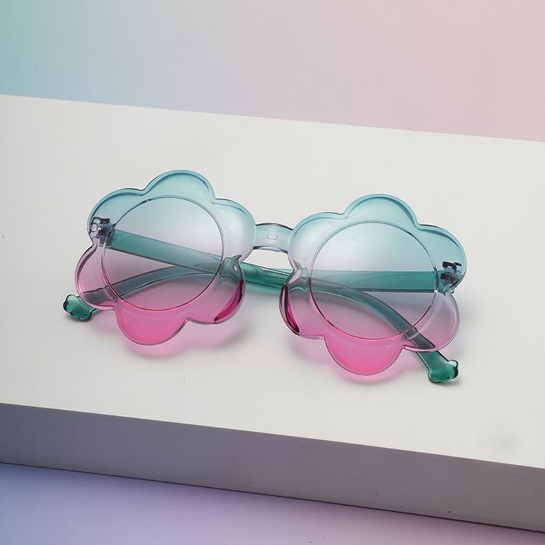 New one-piece color children's sunglasses round frame children's glasses sun protection baby sunflower sunglasses