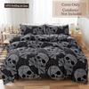 Duvet Cover Set Black Skull SkeletonPaisley Floral Gothic Luxury Soft Bedding Set Comforter Cover Halloween Decor,Queen Size