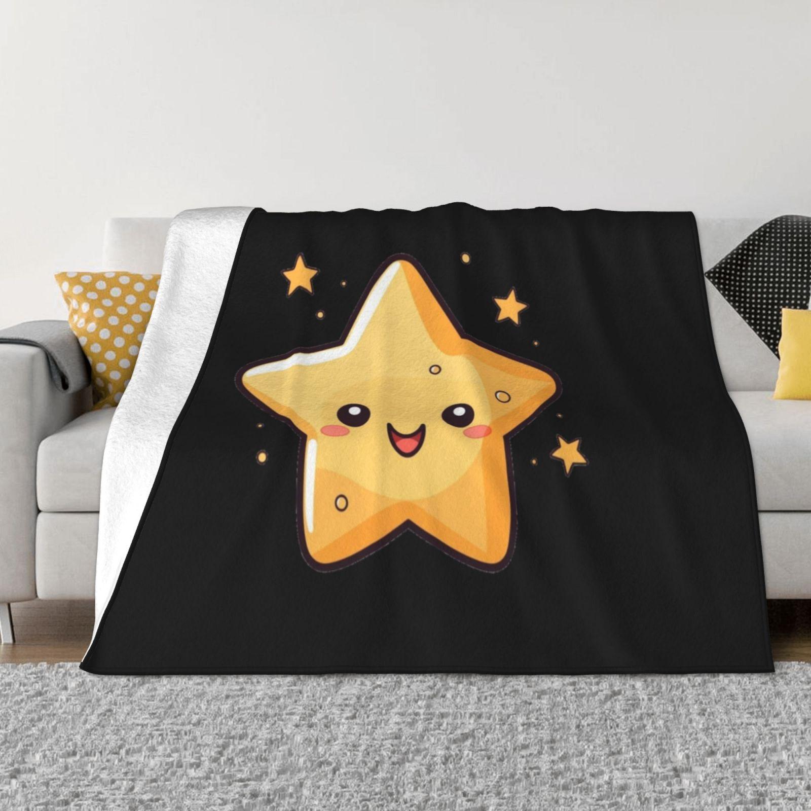 Happy Gold Chibi Star Soft Warm Light Thin Blanket Chibi Star Chibi Christmas A Christmas Star Kawaii Star The Christmas Star 30x40in