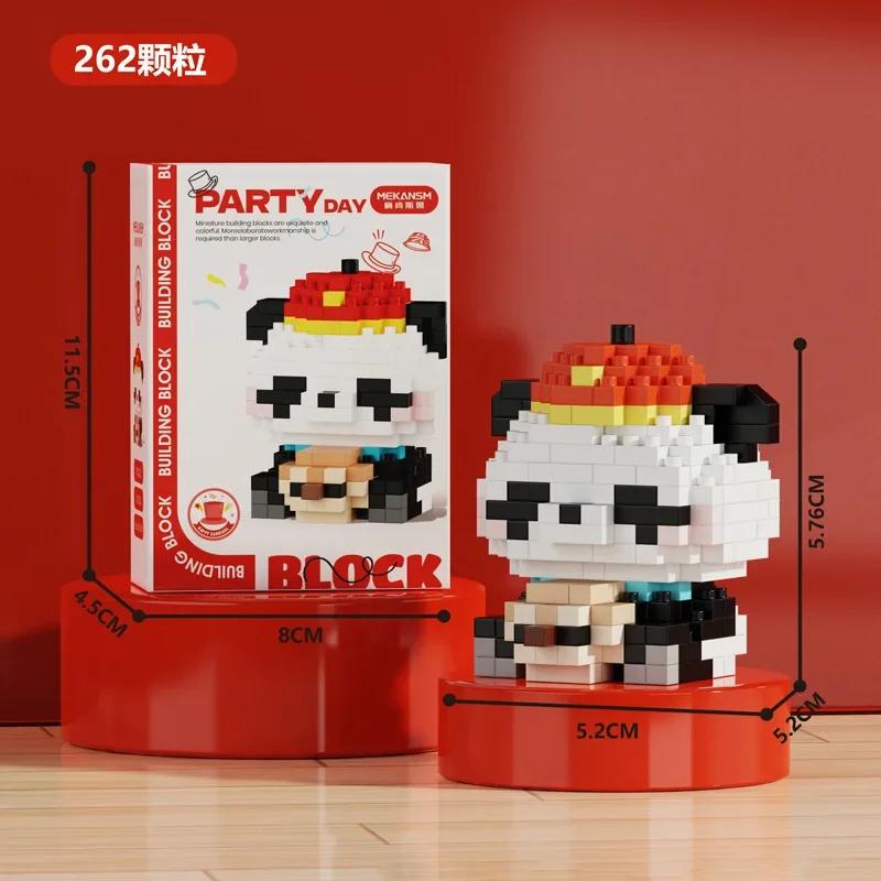 New cartoon building blocks cute pandas flowers, menglan dolls puzzle building blocks Table ornaments boys girls birthday gifts