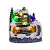 Christmas Igloo Ornaments Church Figurines with Rotating Train LED Lights Music Box Figurines Decorative Holiday Decor Festive Gift