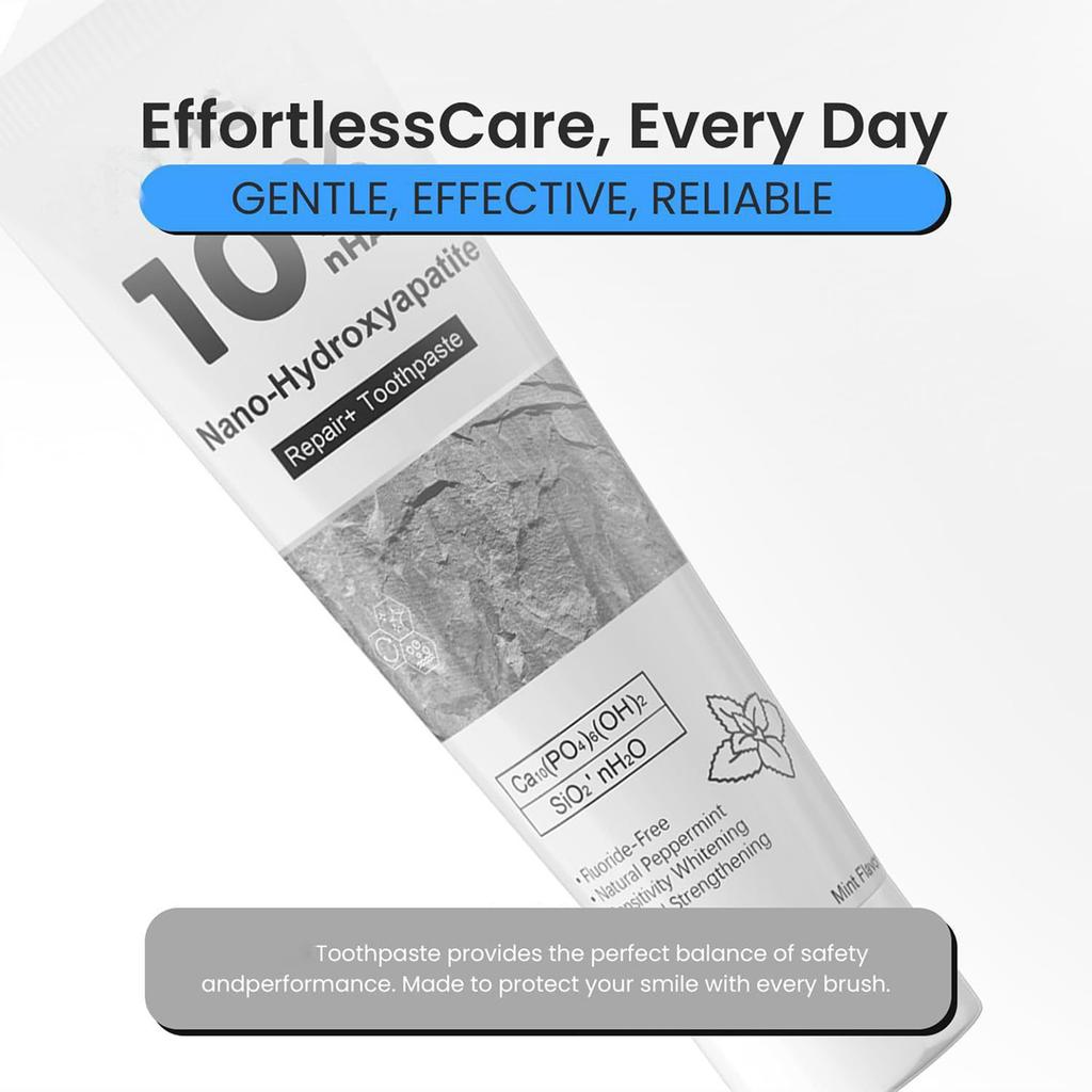 Nano hydroksyapatitt tannkrem 10 % hydroksyapatitt Passer for sensitive tenner, bleking | Fluorfri, mynte, for munnpleie for voksne og barn