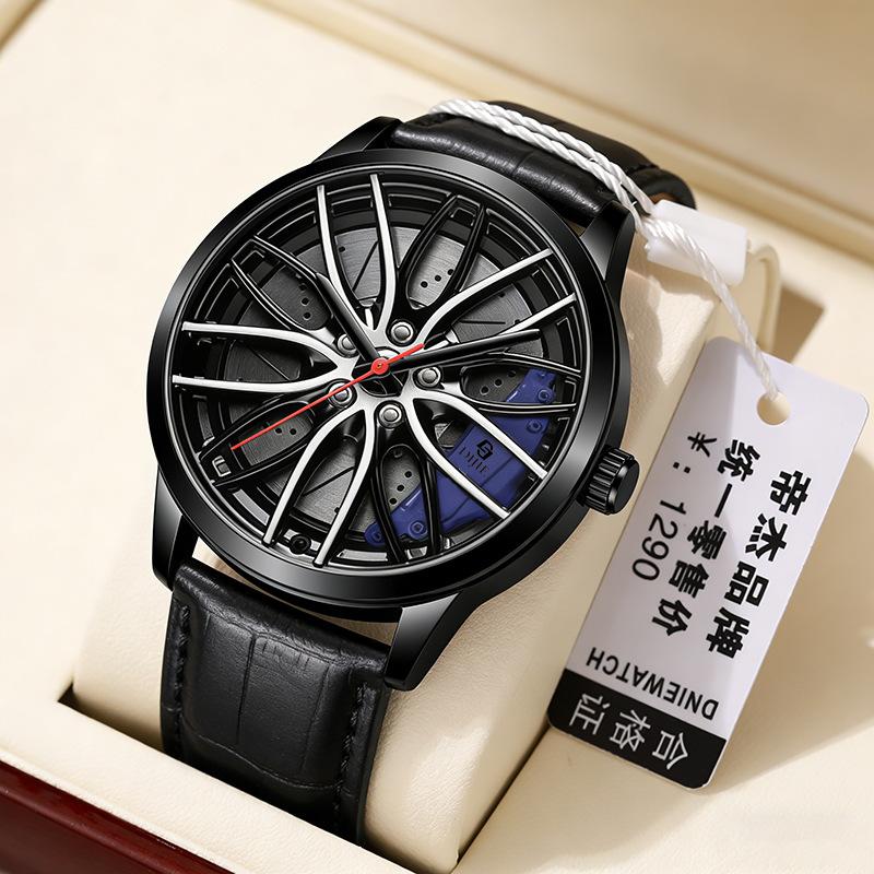 Straight Hair Men S High-End Wheel Watches Trend Fashion Locomotive Watches Non-Mechanical Watches Student Trend Watches