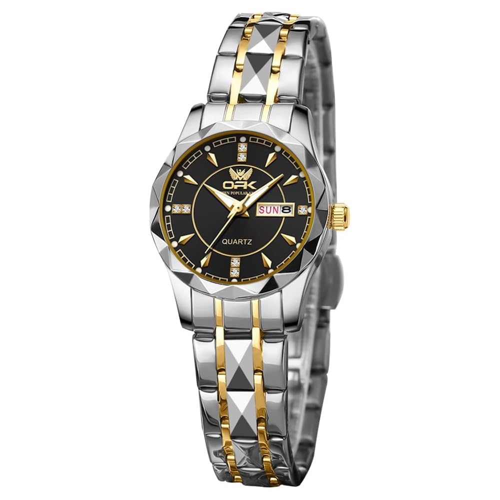 OPK Women s Quartz Analog Watch Simple Lightweight Classic Waterproof Black with Date Function and Luminous Display