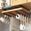 Cabinet Hanger with Multi Hooks Punch-free Installation Stainless Steel Heavy Duty Cutting Kitchen Utensil Hanging Rack Board Holder Cup Chopping