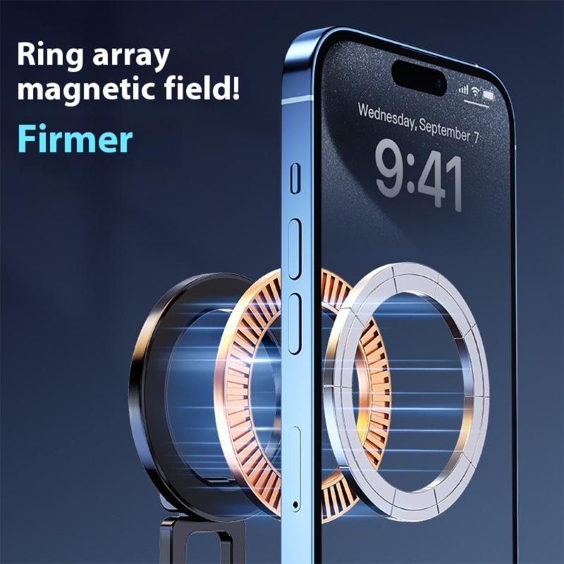 Foldable Magnetic Car Phone Holder Double Center Phone Bracekt Adjustable Vacuum Suctions Cup Upgrades for Most Smartpho