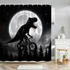 Cartoon Animal Shower Curtains Funny Bathe Dinosaur Cute Black Pet Cat Flower Plant Leaves Kids Bathroom Decor Cloth Curtains