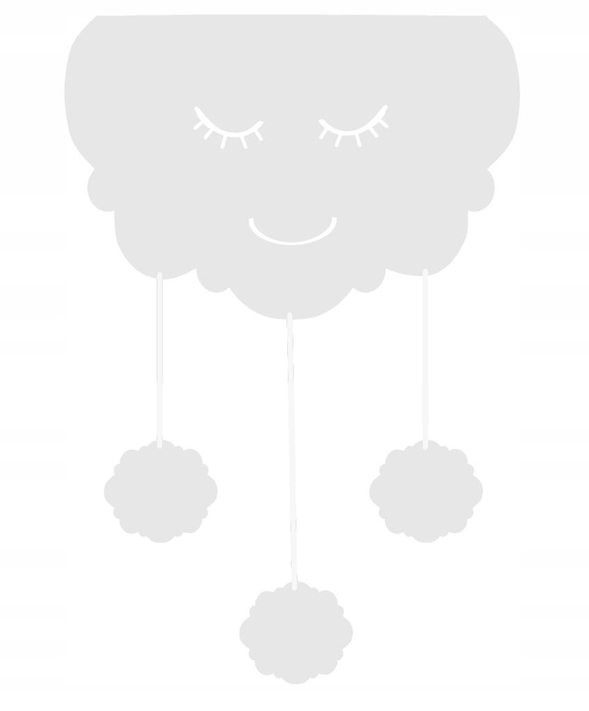 Decoration for a Child' Room, Pelmet with Pendants, CLOUD, White, 60x95