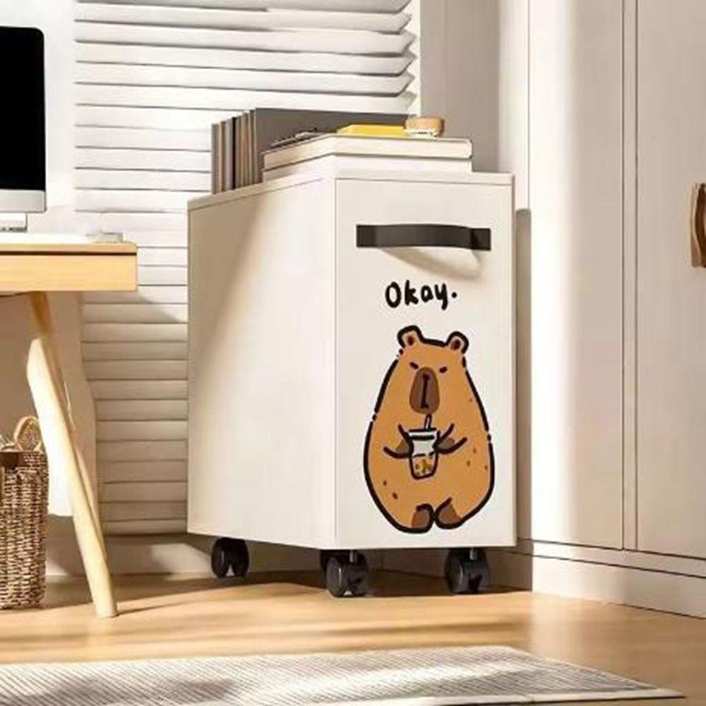 Cartoon Animal Print Rolling Storage Cart Cute Dirty Clothes Basket Laundry Basket  Kitchen