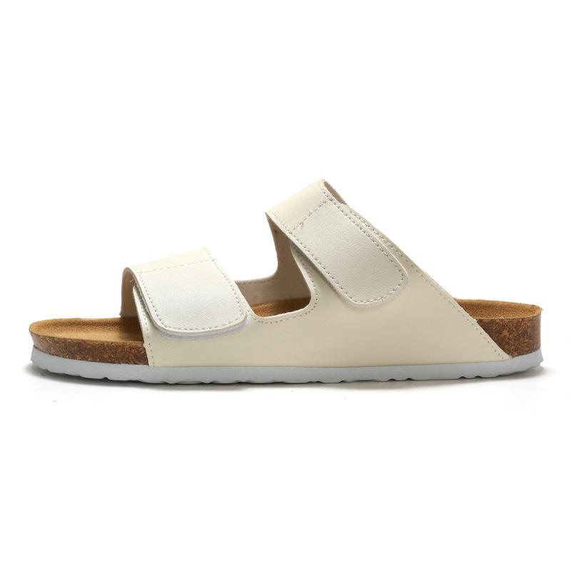 Foot Men s Cork Slippers Tide Student One-Flip Double Belt Men s Beach Shoes Frosted Leather 39 белый