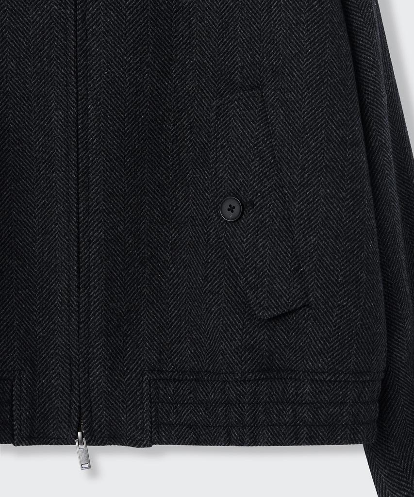 Musinsa Standard Wool Blend Herringbone Harrington Jacket [Dark Grey]