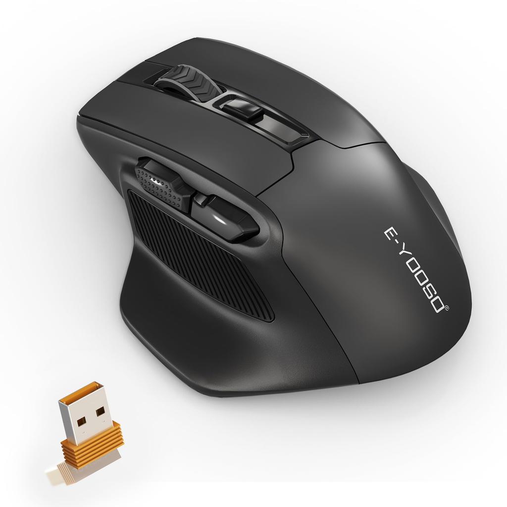 X-31 Large Wireless Mouse for Large Hands, 5-Level 4800 DPI Switching, 6 Buttons, Ergonomic Design with BackForward Buttons, Energy-Saving, Quiet