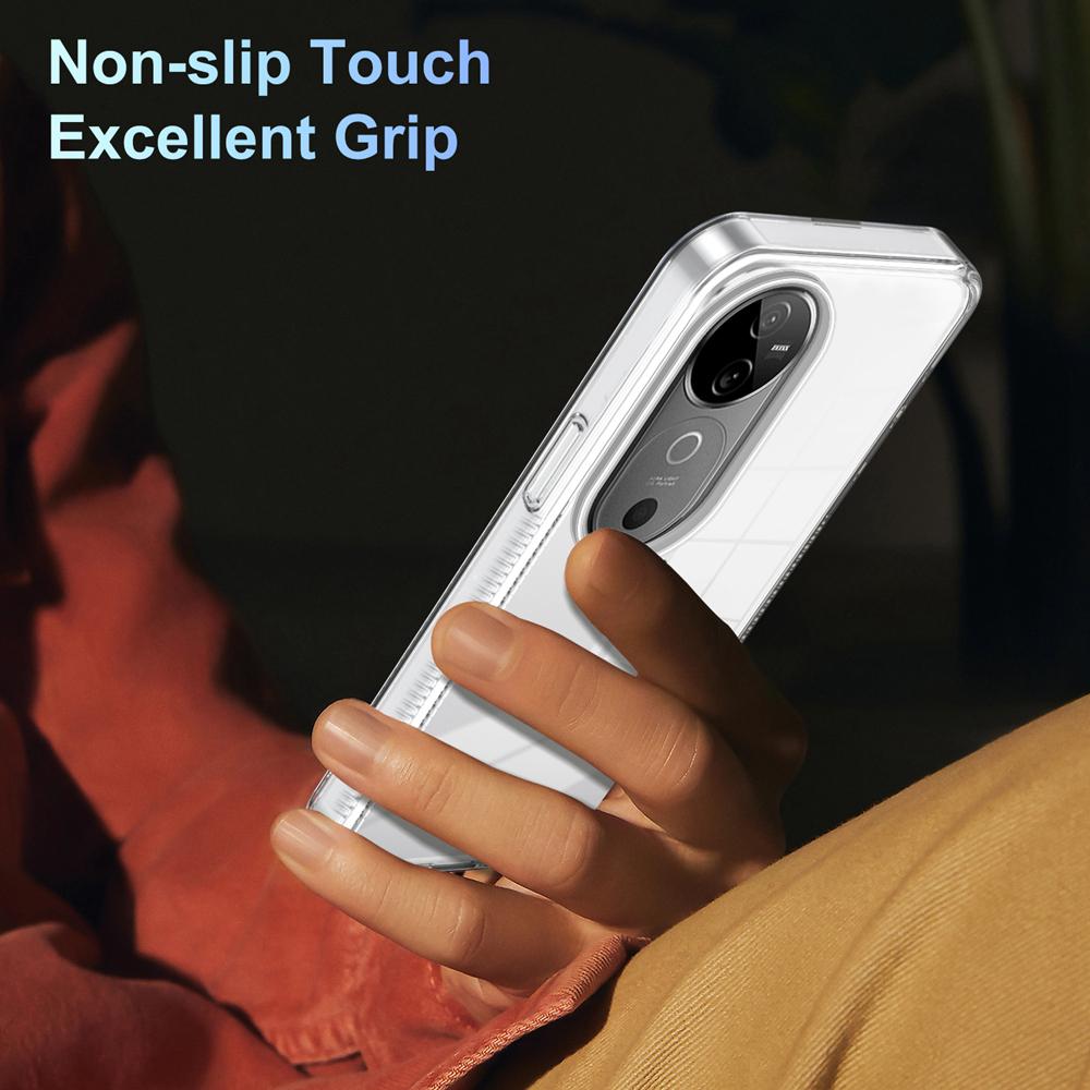 KEYSION Transparent Phone Case for VIVO V40 Pro 5G V40 Soft TPU+PC Anti-slip HD Clear Shockproof Phone Back Cover for VIVO V40 5G