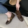 Retro Mary Jane Schuhe 2025 neu Französischer kleiner Duftstil elegant eckige Spitze flacher Ausschnitt Innenhöhenerhöhung Ein-Wort-Riemen Einzelne Schuhe