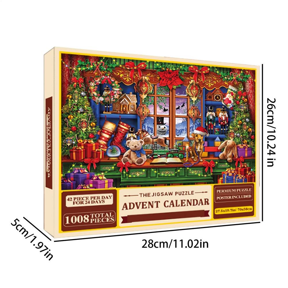 24 Days Jigsaw Puzzles Advent Calendar 1008 Puzzle Christmas Countdown Calendar Puzzle Toy Cardboard Material Stocking Stuffers