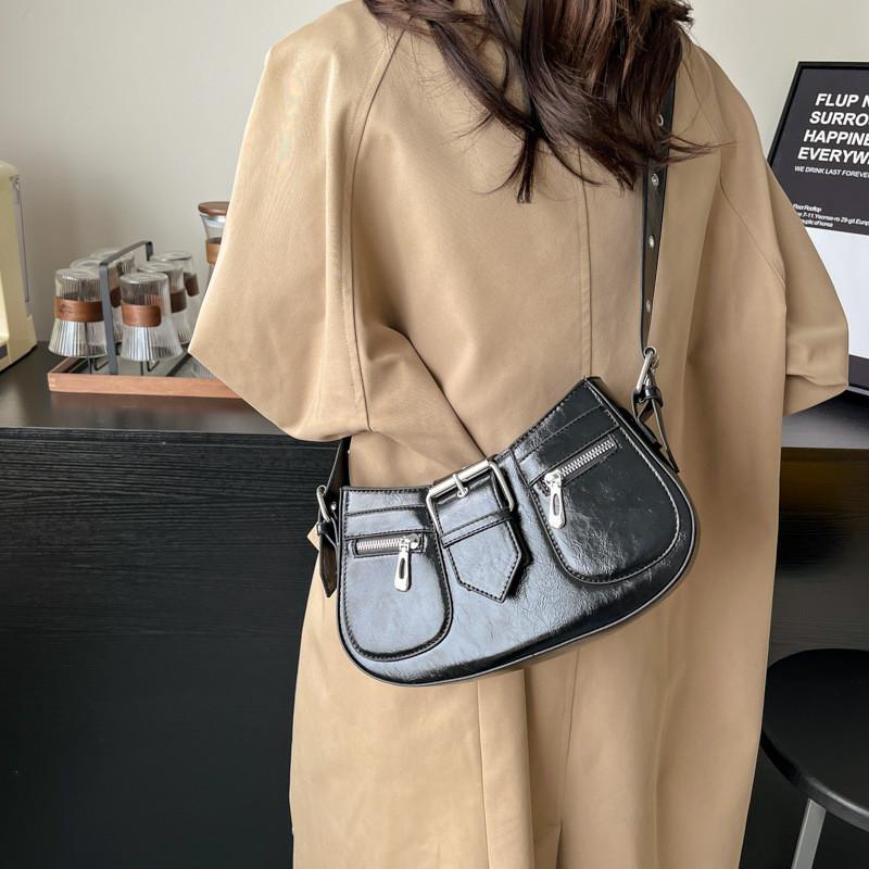 IELGY Niche Design Saddle Bag Simple Retro Underarm Bag