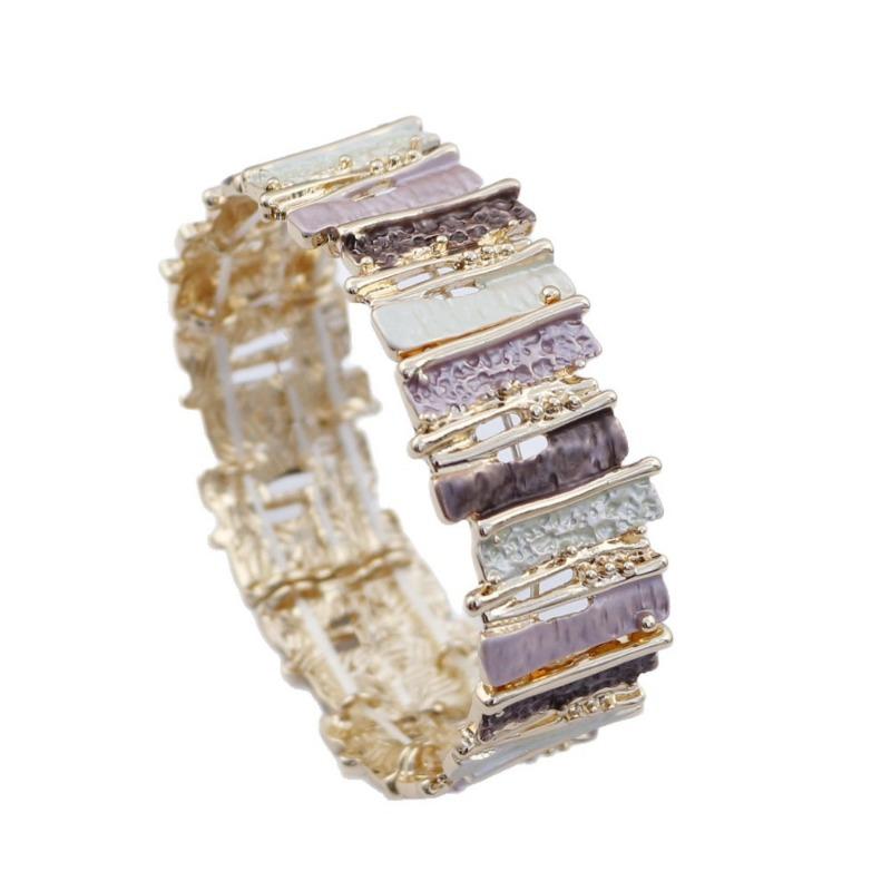 New enamel color hollow geometric elastic bracelet women's fashion high sense irregular line bracelet