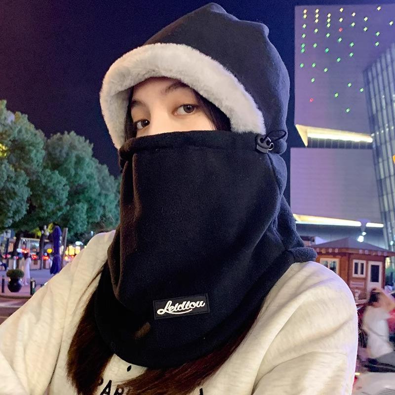 Warm Hats, Men's and Women's Autumn and Winter Outdoor Velvet Windproof Ear Protection Mask, Hat and Scarf Integrated Cycling Cold Protection Artifact