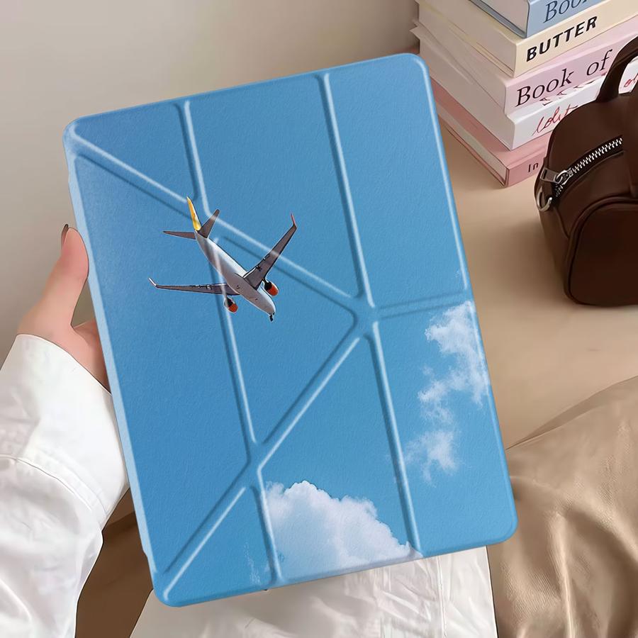 Airplane Gliding In Clear Sky Holder Cover Tablet Case For iPad Pro 11th 10th 9th 8th 7th 12.9inch Mini 6 7 Air 4 5 M3 M2 1 2 M4