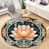 1 Stück Lotus Mandala Büro Runder Teppich, Indoor-Matte Geeignet für Büro, Unter Bürostühlen Schlafzimmer Wohnzimmer Heimdekoration, Raum Deko