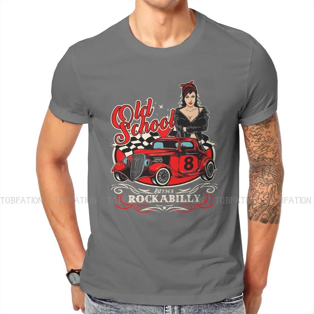 ZX Rockabilly Pin Up Girl Sock Hop Rocker Vintage Classic Rock and Roll Music Tshirt Graphic Men Summer Mens Tops Cotton  T Shirt