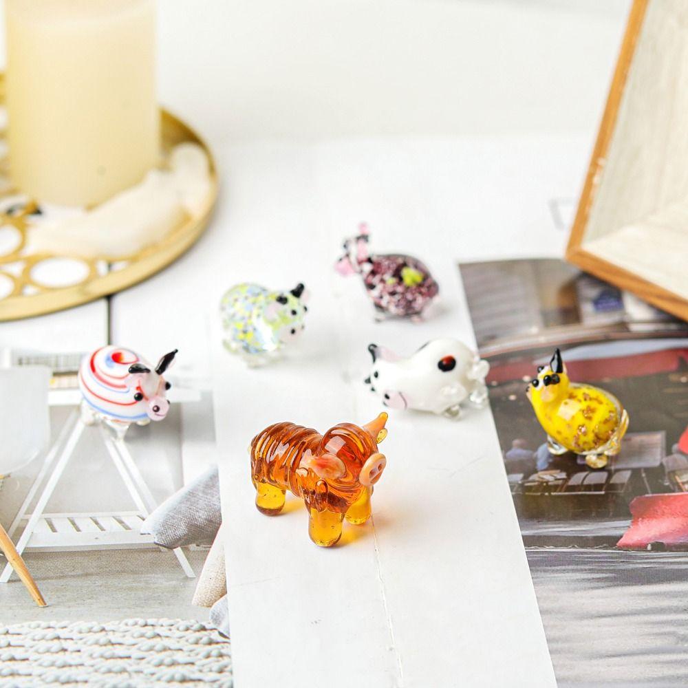 

Glass Crystals Cow Figurine Table Ornaments Cow Statue Cute Cow Miniature Home Decor