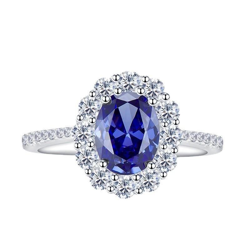 Novo Anel de Prata Esterlina 925 com Pedra Azul para Mulheres Joia de Casamento Charme de Noivado Festa Moda Anel de Alta Qualidade