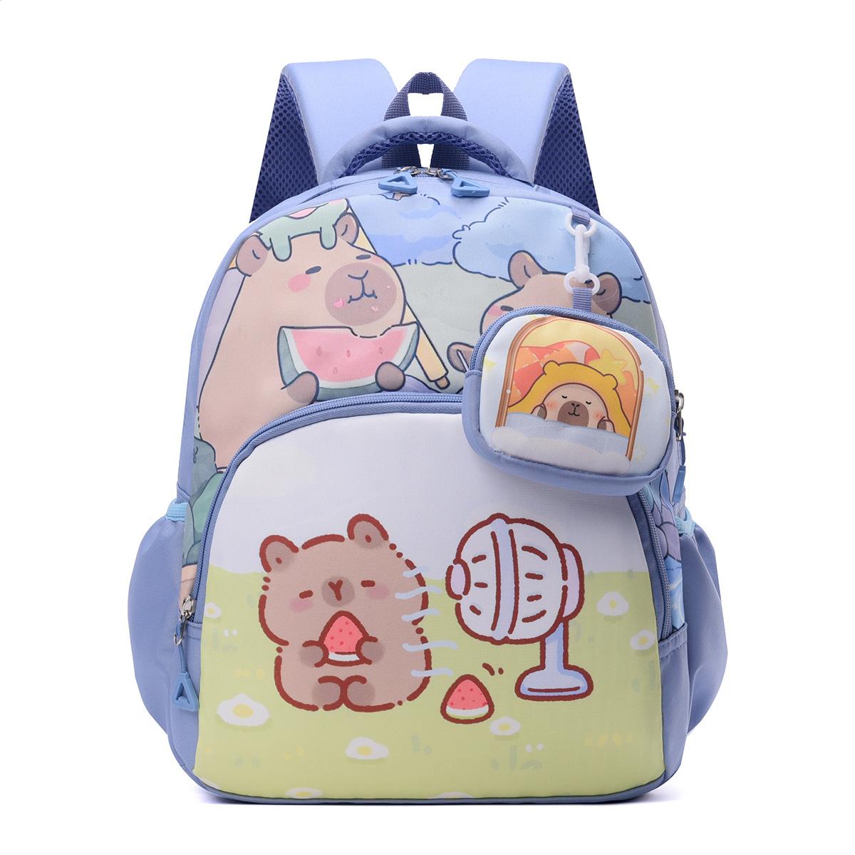 

Book bag kapibara girl cute baby backpack boy cartoon graffiti school bag синій