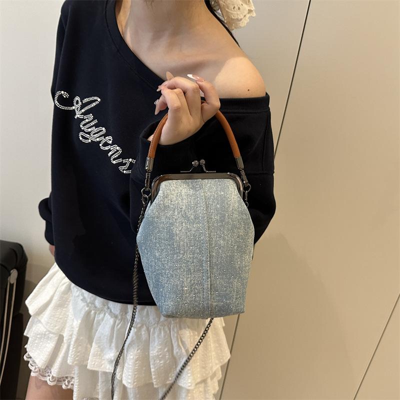 Vintage Style Women Handbag Blue Black Brown Versatile Designer Shoulder Bag PU Leather Ladys Denim Purses Crossbody Bags