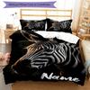 3pcs Custom Name Zebra Bedding Set Duvet Cover Closure Includes 1 Duvet Cover & 2 Pillowcases, Soft and Comfortable for All Seasons.