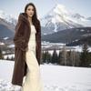 New Winter Imitation Gold Mink Coat Women's Long Hooded Fur Integrated Imitation Mink Fur Coat Large Size