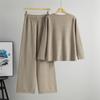 Women's Trendy Two-Piece Set: Drawstring Fake Two-Piece Sweater & Wide-Leg Pants - Long-Sleeved Knitwear for Spring & Autumn