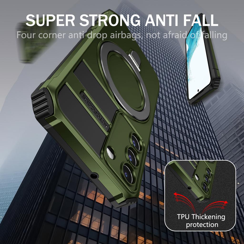 For Samsung Galaxy S22+ 5G Kickstand Cover PC+TPU Phone Case Compatible with MagSafe