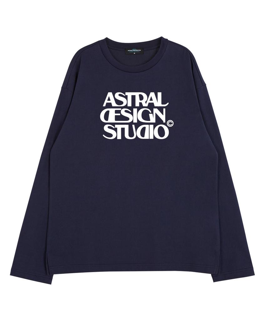 ASTRAL PROJECTION Astral Design Studio Round Neck 13-Count Cotton Long Sleeve T-Shirt_Navy