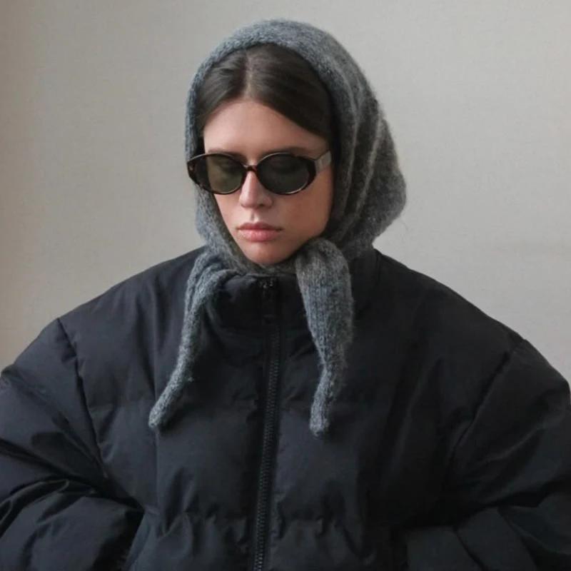 100% Wolle Dreieckstuch Britisch Koreanisches Dreieckstuch Nischen Damen Kopftuch Strickschal Multifunktionaler Warmer Strickschal