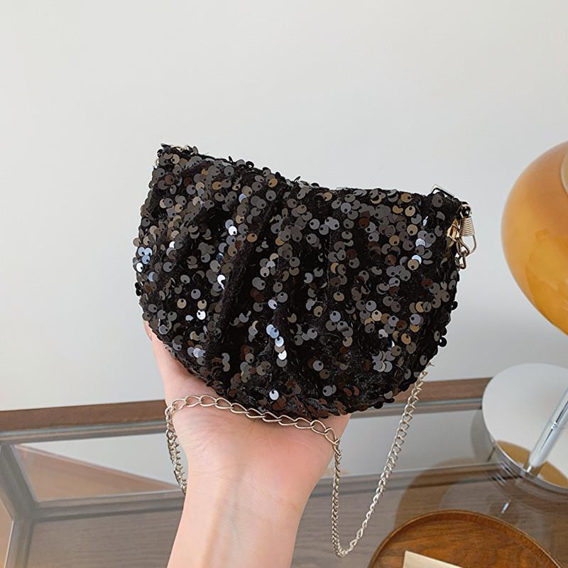 Chic Glitter Single Shoulder Bag 2024 New Summer Texture Chain Crossbody Bag Street Style Shoulder Bag