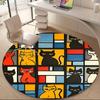 1PC Cat Grid Office Round Area Rug, Indoor Mat Suitable ForOffice, Under Office Chairs Bedroom Living Room Home Decor, Room Deco G045