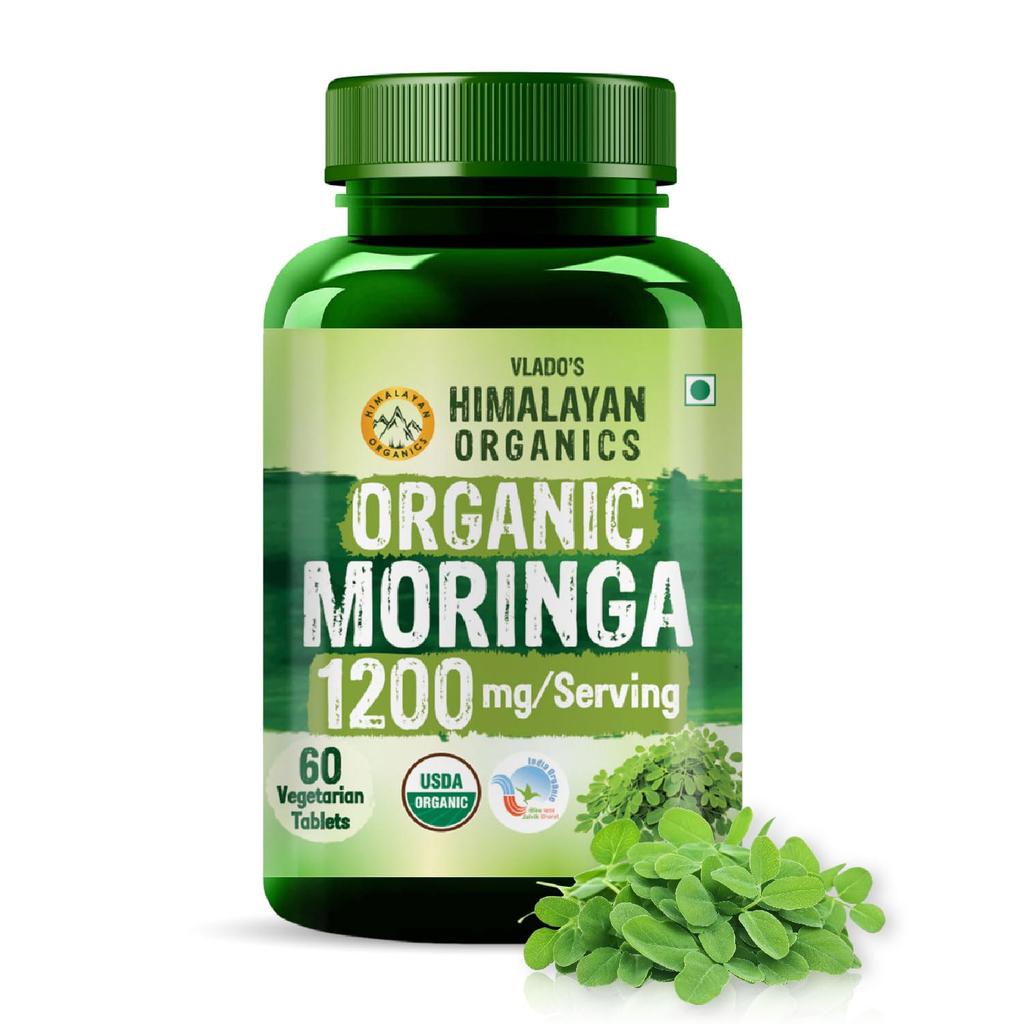 Vlados Himalayan Organics Bio-Moringa-Tabletten 1200 mg Extrakt 60 Stück für Energie Immunität Verdauung