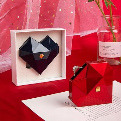 New Heart Shaped Diamond Ring Box Automatic Proposal Surprise Ring Box Jewelry Storage Display Box For Girl Wedding